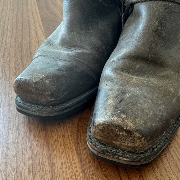 Frye Harness 12R Boots - women’s Brown Leather Mid-Calf Roper Boots - Picture 4 of 15